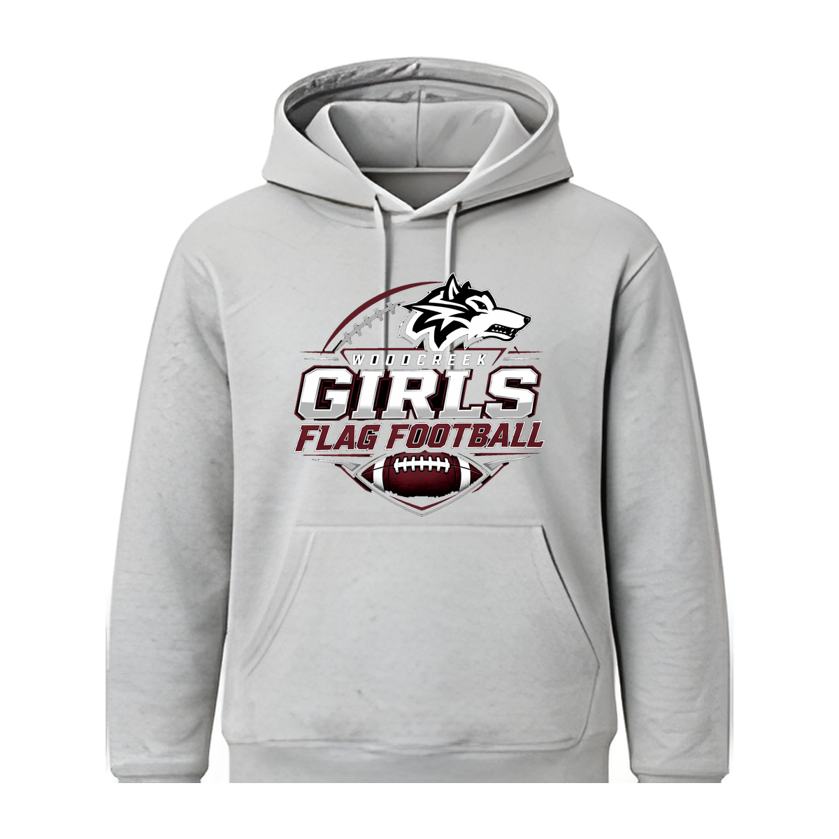 Woodcreek Girls Flag Football Youth Hoodie — Gray