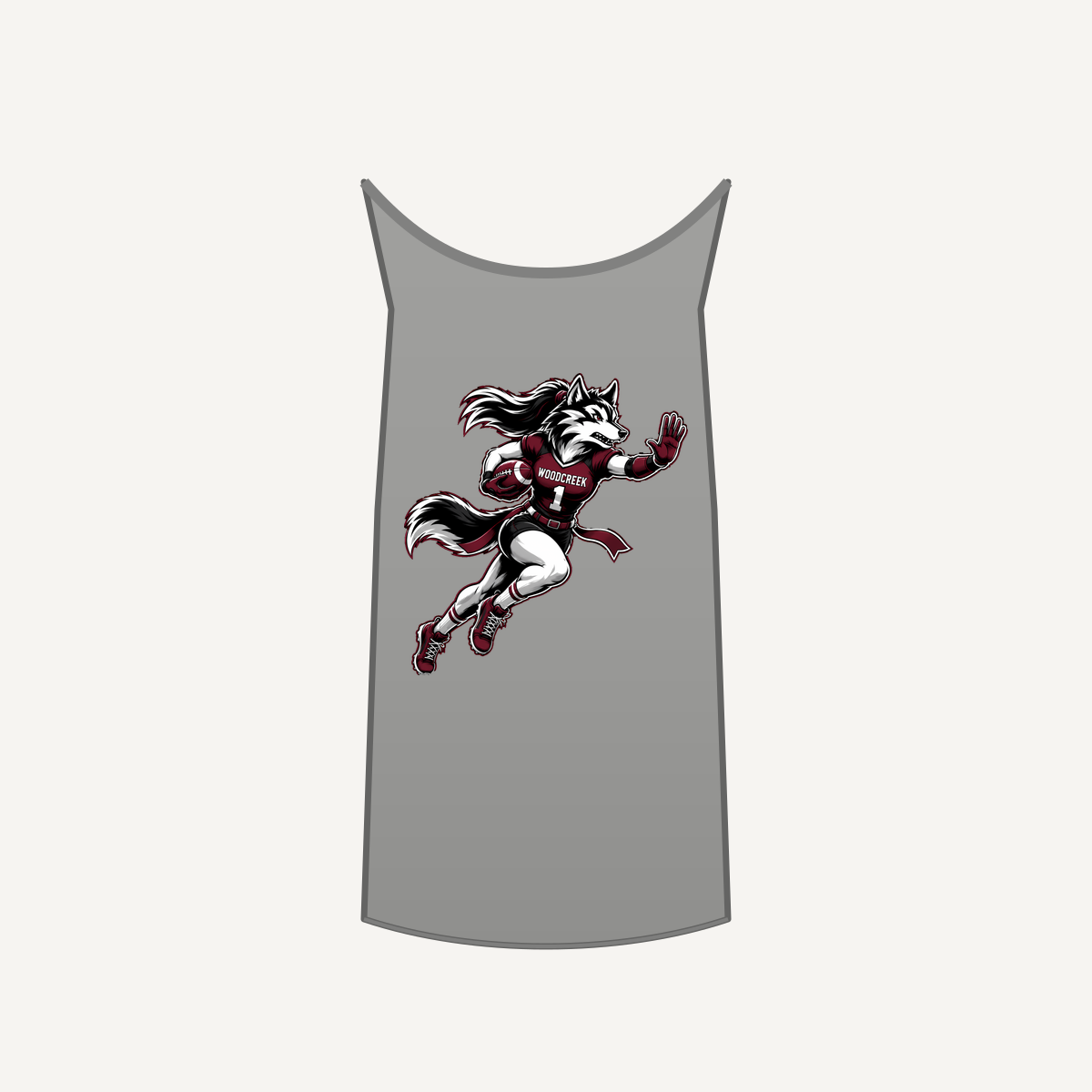 Woodcreek Girls Flag Football Stiff Arm Unisex Heavy Cotton Tank — Gray