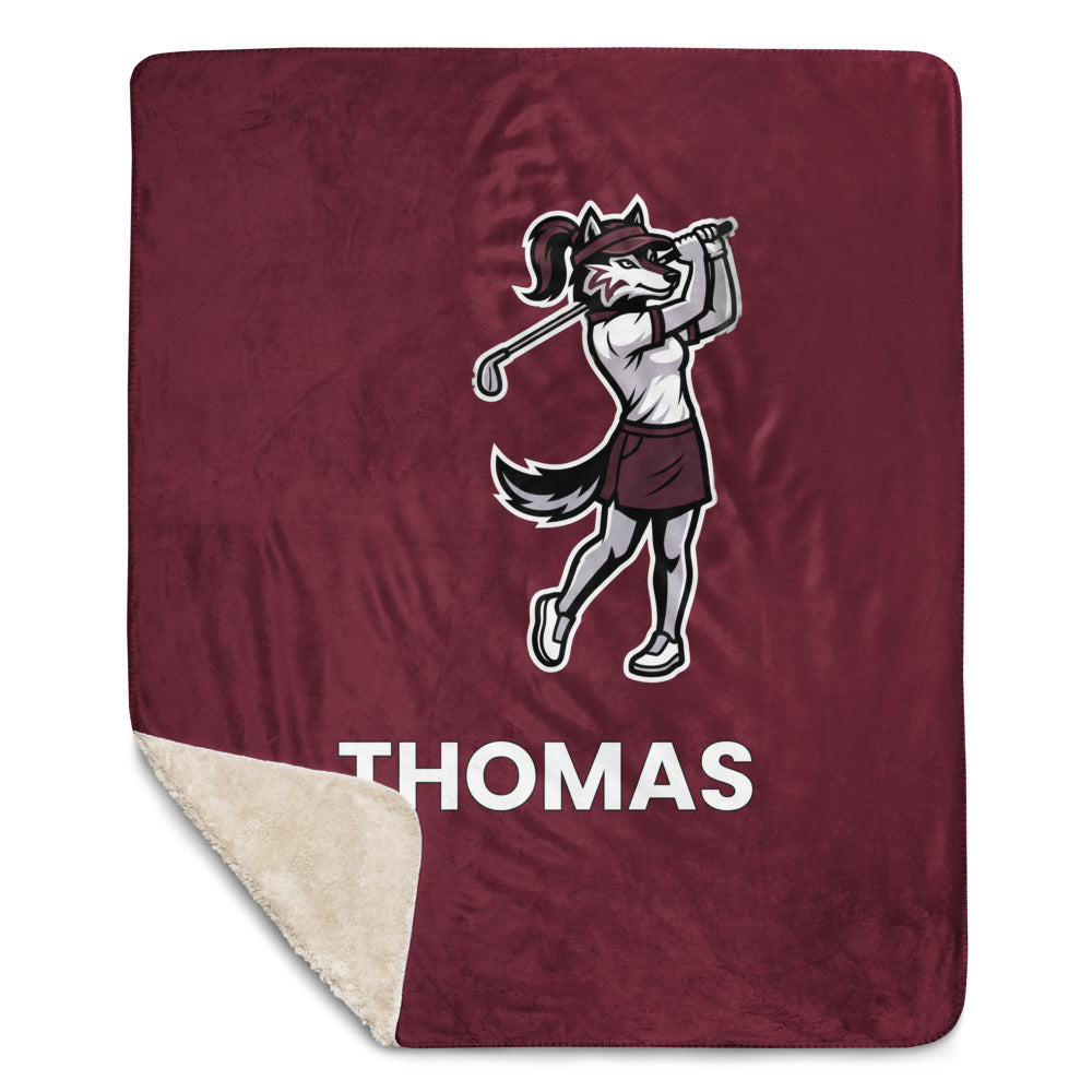 Woodcreek Girls Golf Personalized Sherpa Blanket (lifestyle)