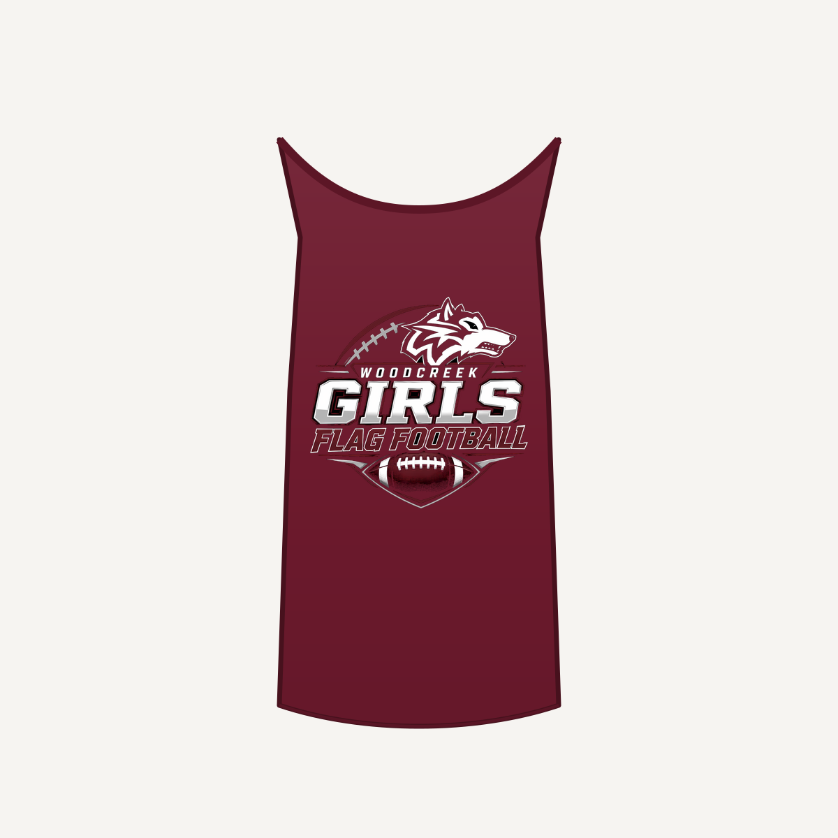 Woodcreek Girls Flag Football Unisex Heavy Cotton Tank — Maroon