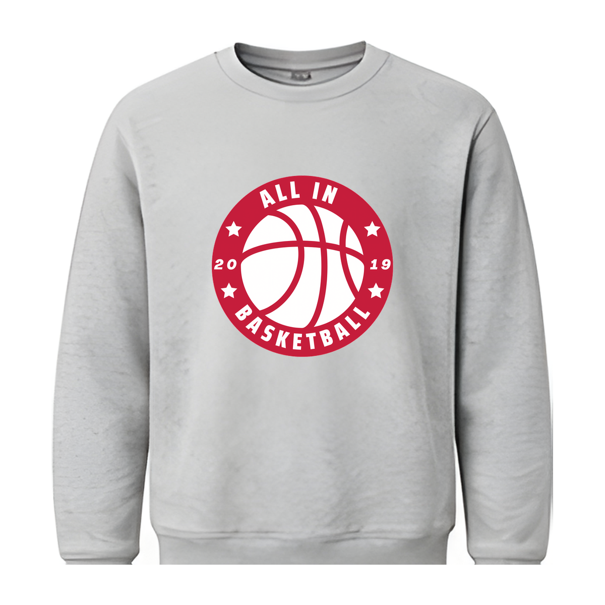 All In Basketball Academy Badge Fleece Crewneck — Gray