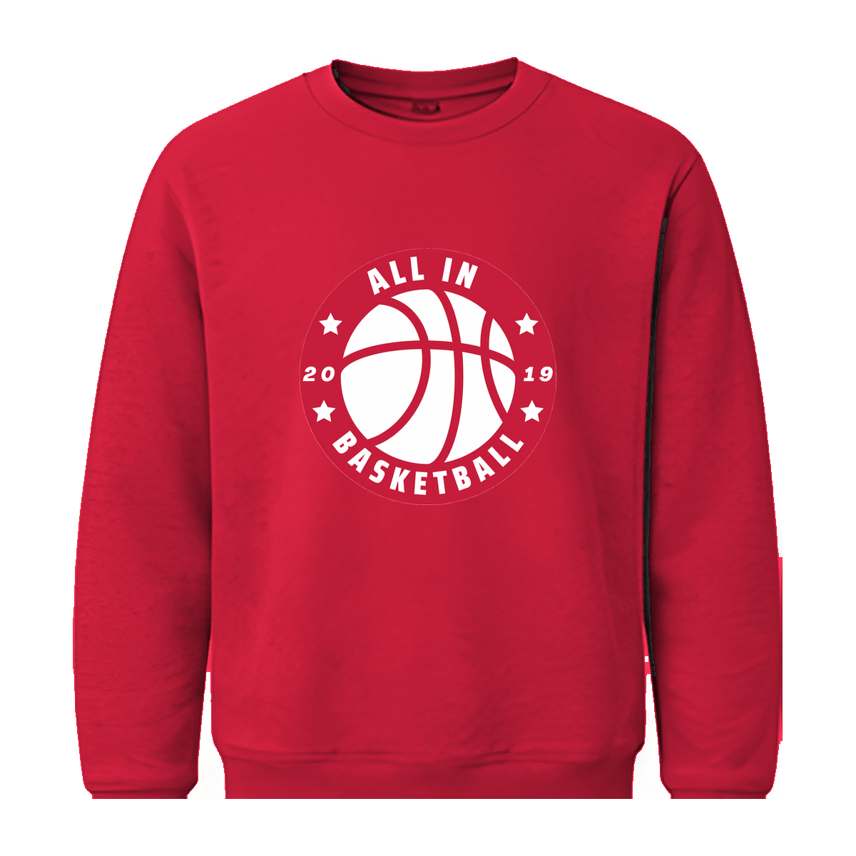 All In Basketball Academy Badge Fleece Crewneck — Scarlet