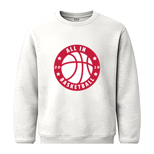 All In Basketball Academy Badge Fleece Crewneck — White