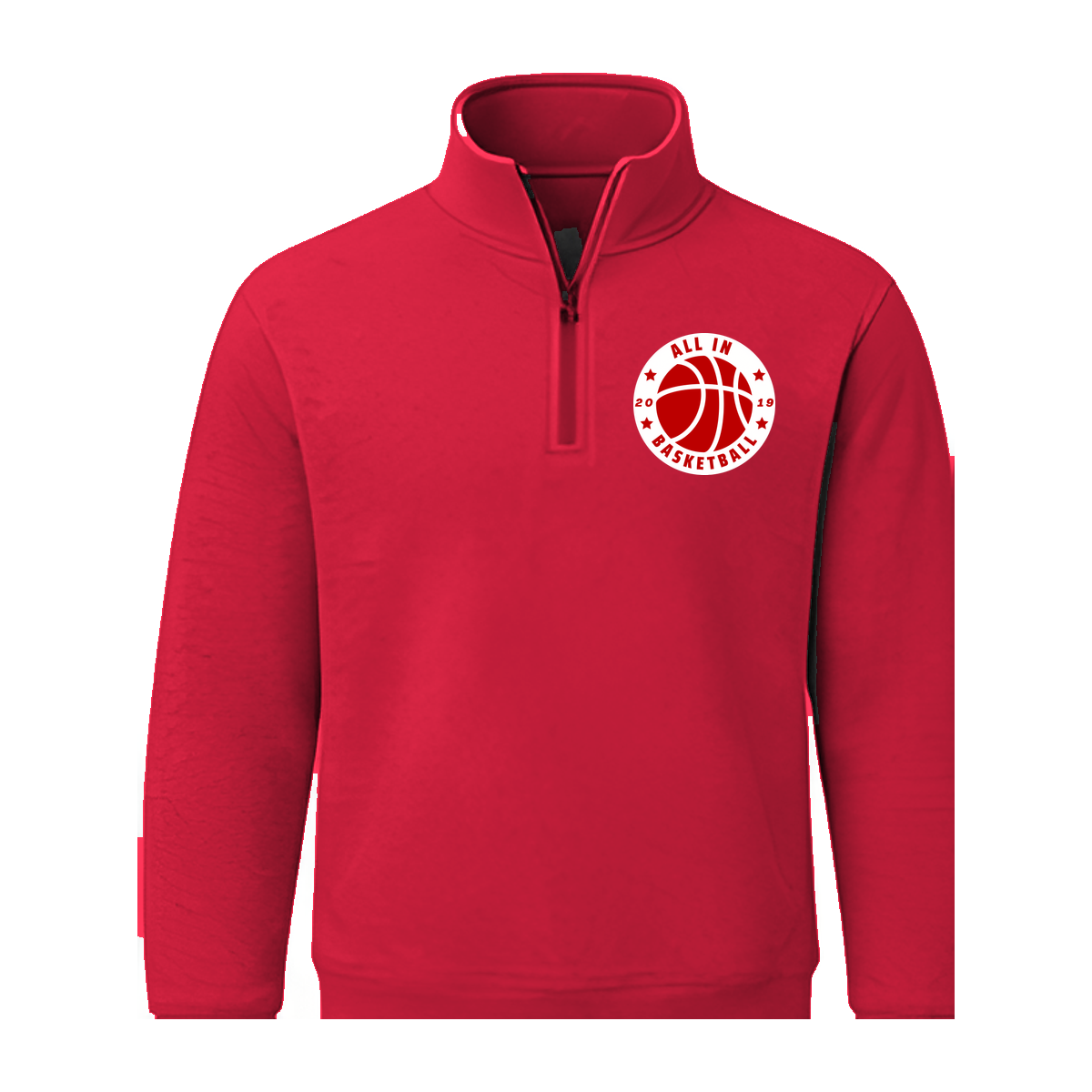 All In Basketball Academy Badge Quarter Zip — Scarlet