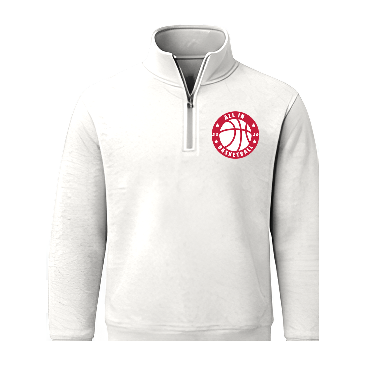 All In Basketball Academy Badge Quarter Zip — White