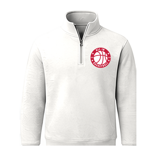 All In Basketball Academy Badge Quarter Zip — White