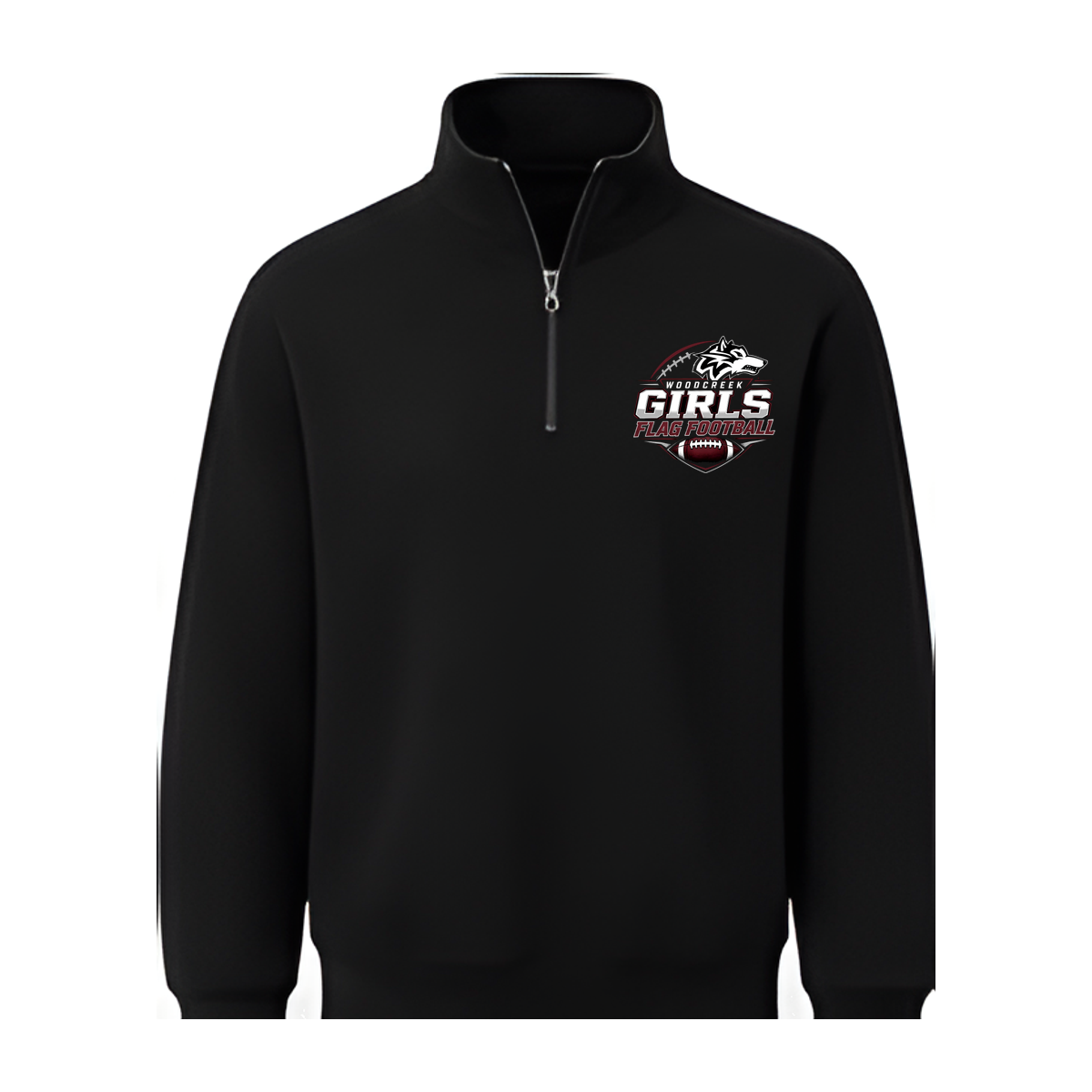 Woodcreek Girls Flag Football Quarter Zip — Black