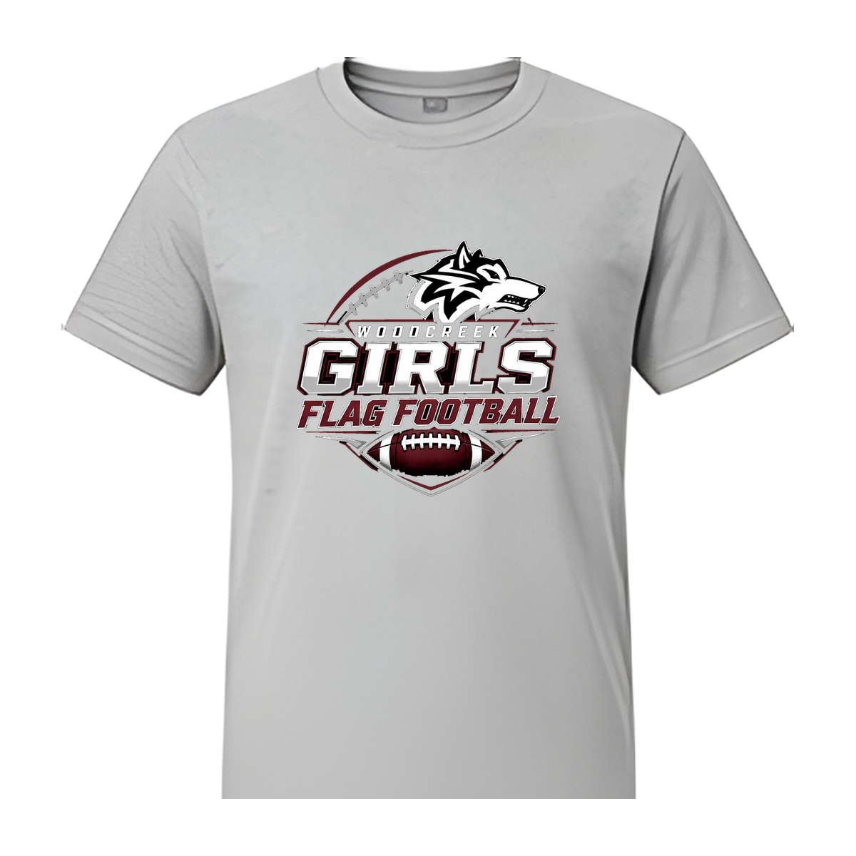 Woodcreek Girls Flag Football Value Tee — Gray