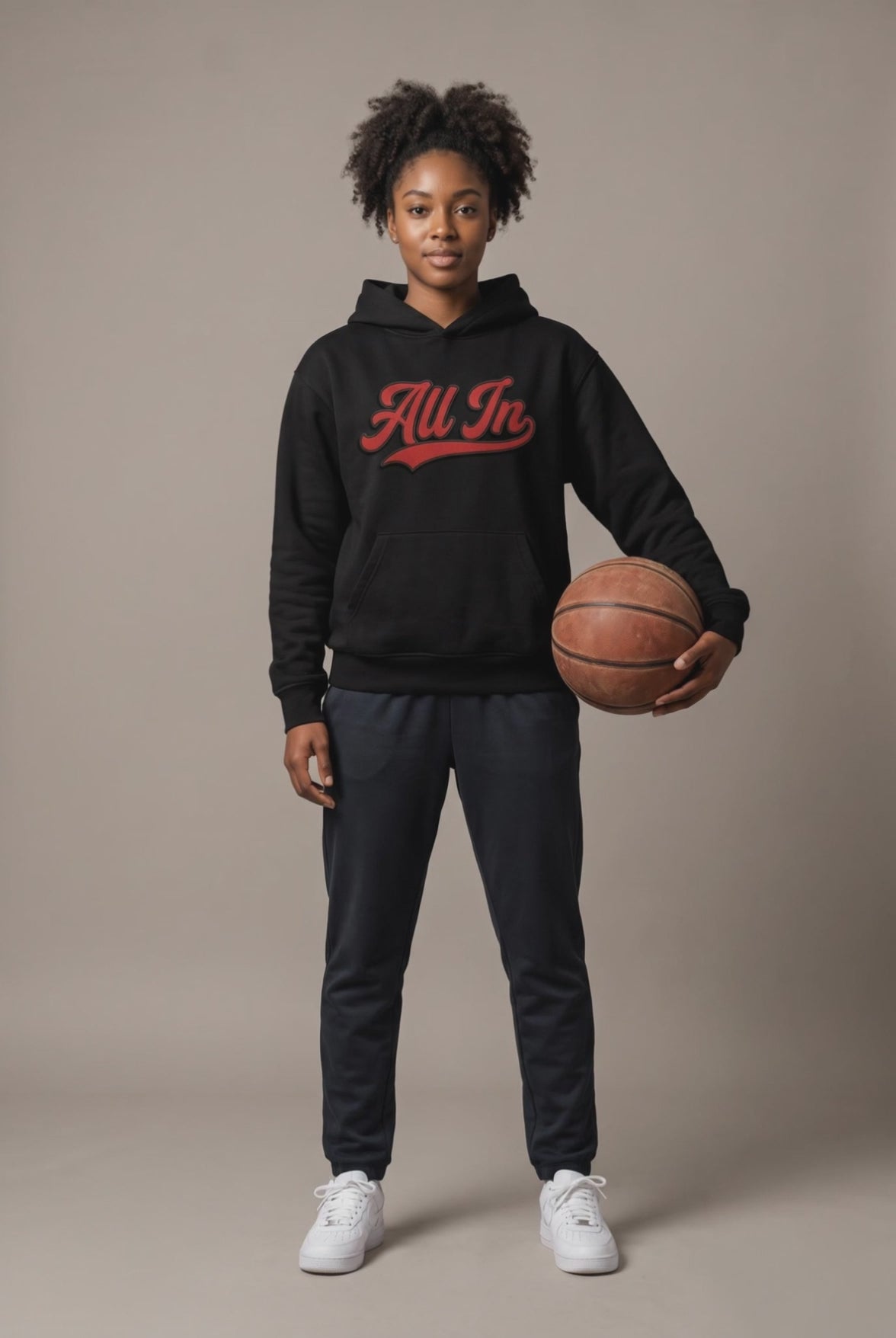 All In swoosh script hoodie — athlete editorial loop