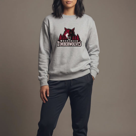 Woodcreek Timberwolves crewneck — editorial loop