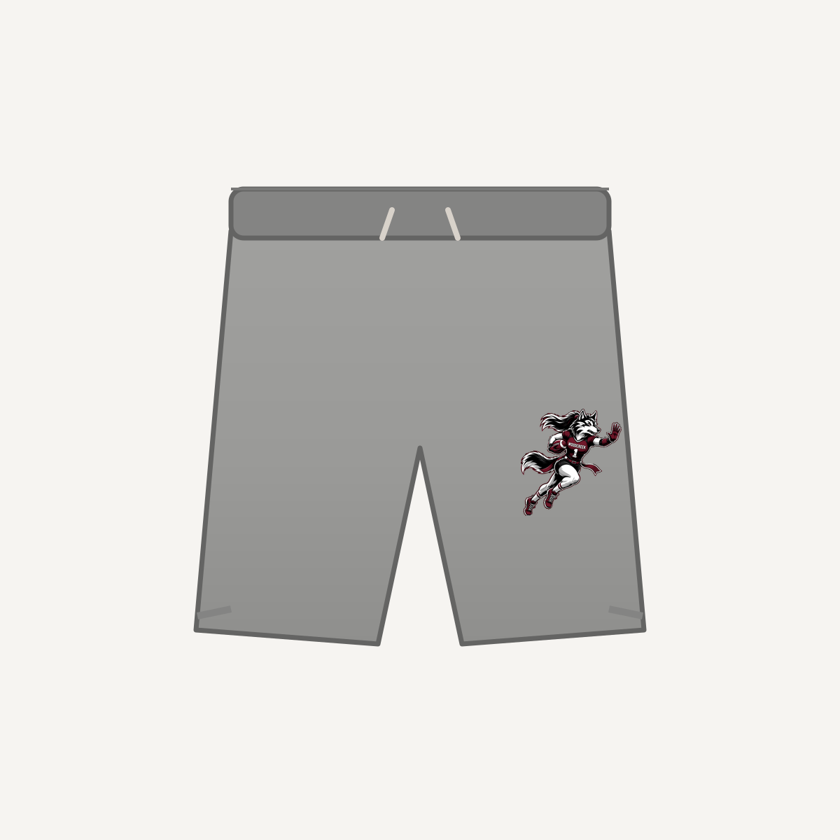 Woodcreek Girls Flag Football Stiff Arm Performance Mesh Short 7" — Gray