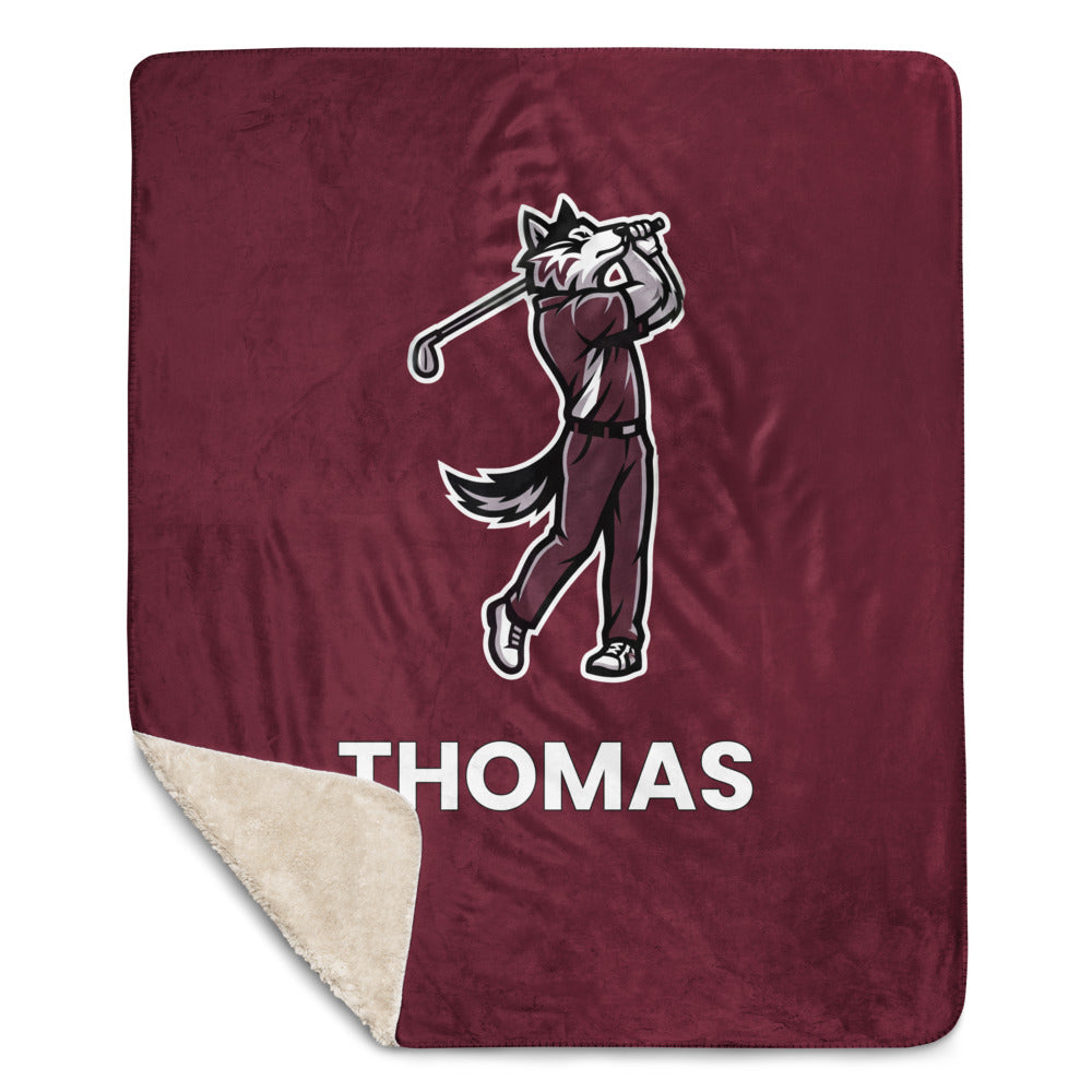 Woodcreek Boys Golf Personalized Sherpa Blanket (lifestyle)