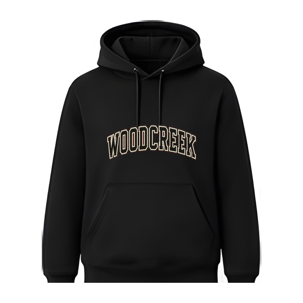 Woodcreek Girls Flag Football College Letter Fleece Hoodie — Black