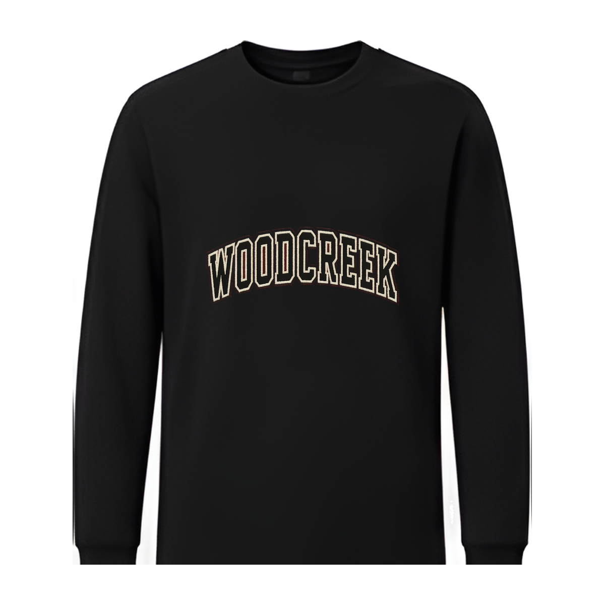 Woodcreek Girls Flag Football College Letter Long Sleeve Tee — Black