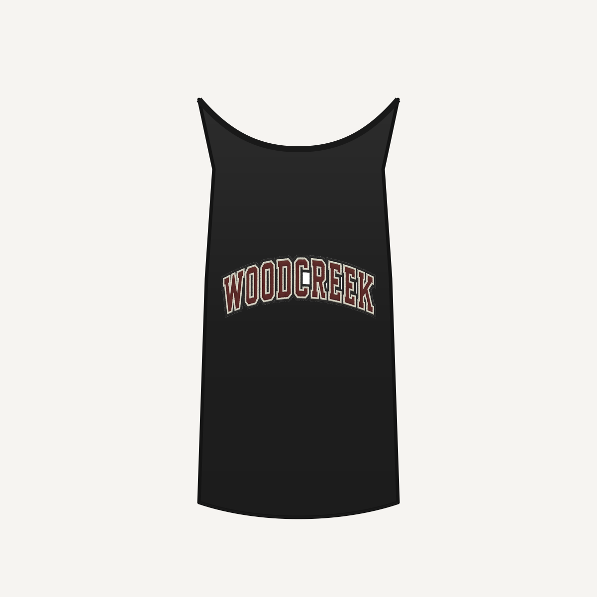 Woodcreek Girls Flag Football College Letter Unisex Heavy Cotton Tank — Black