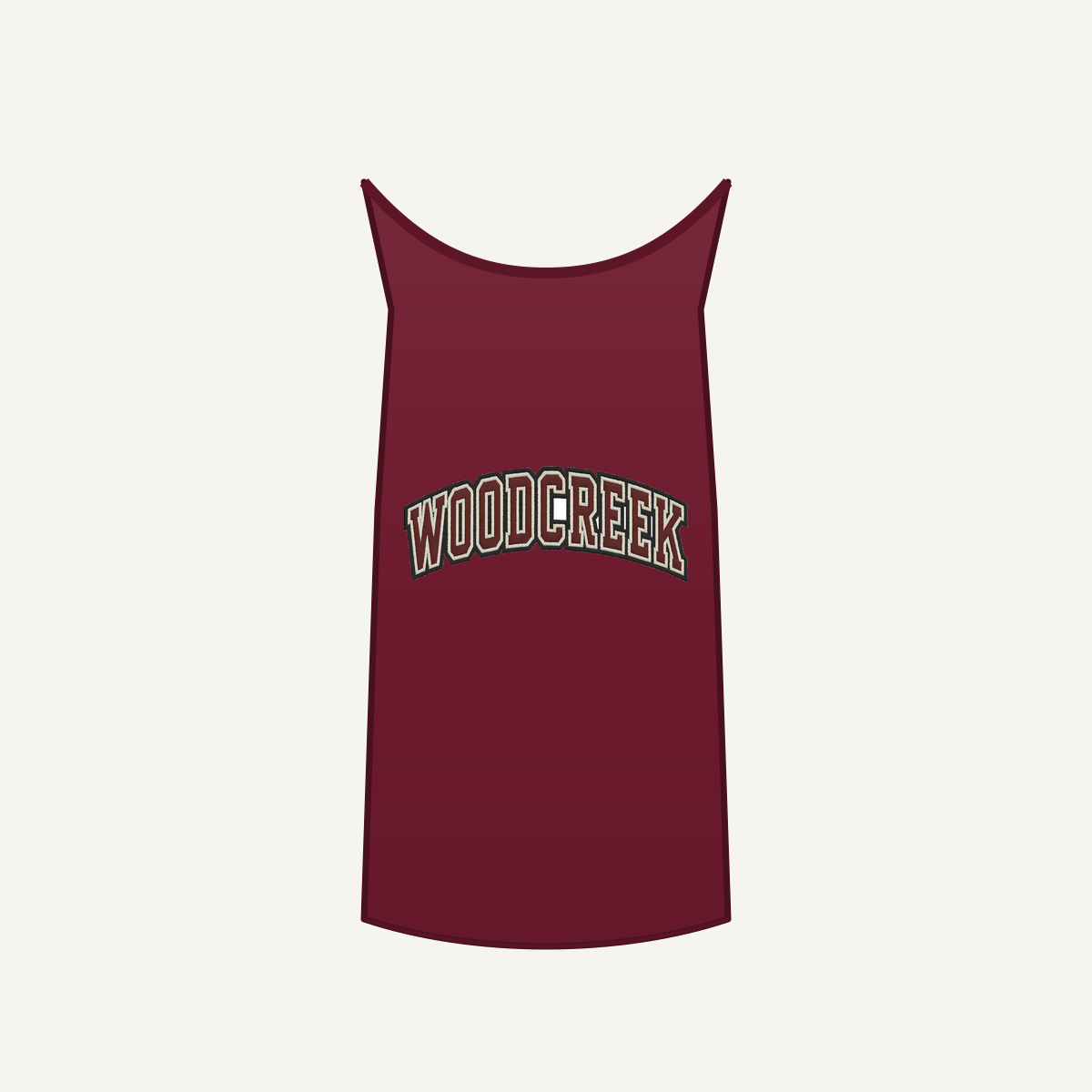 Woodcreek Girls Flag Football College Letter Unisex Heavy Cotton Tank — Maroon