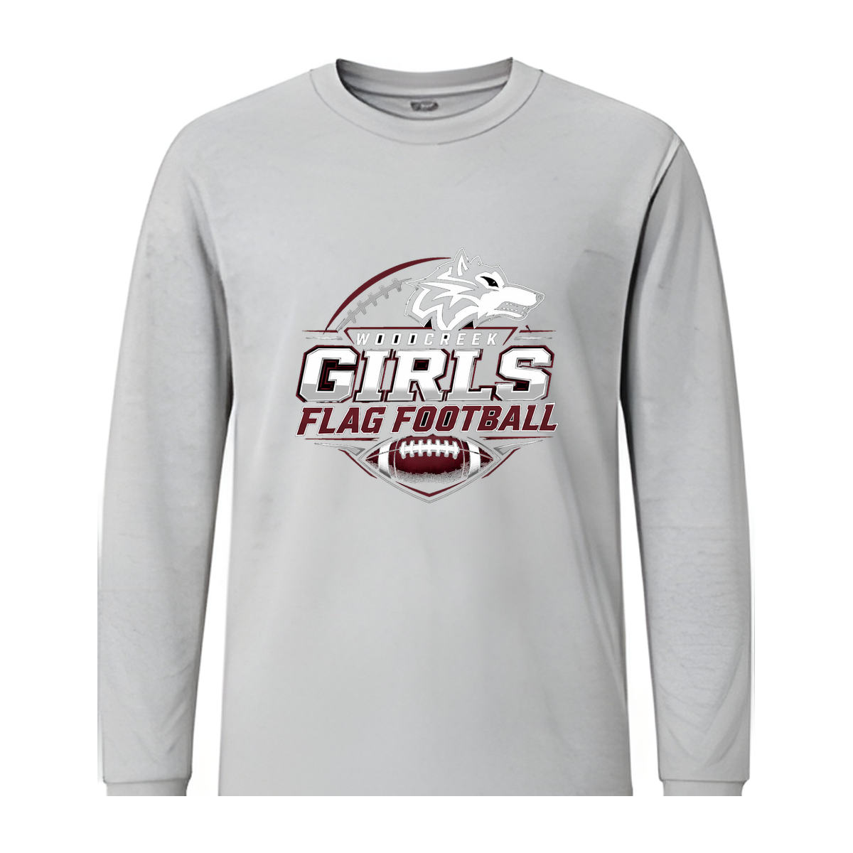 Woodcreek Girls Flag Football Long Sleeve Tee — Gray