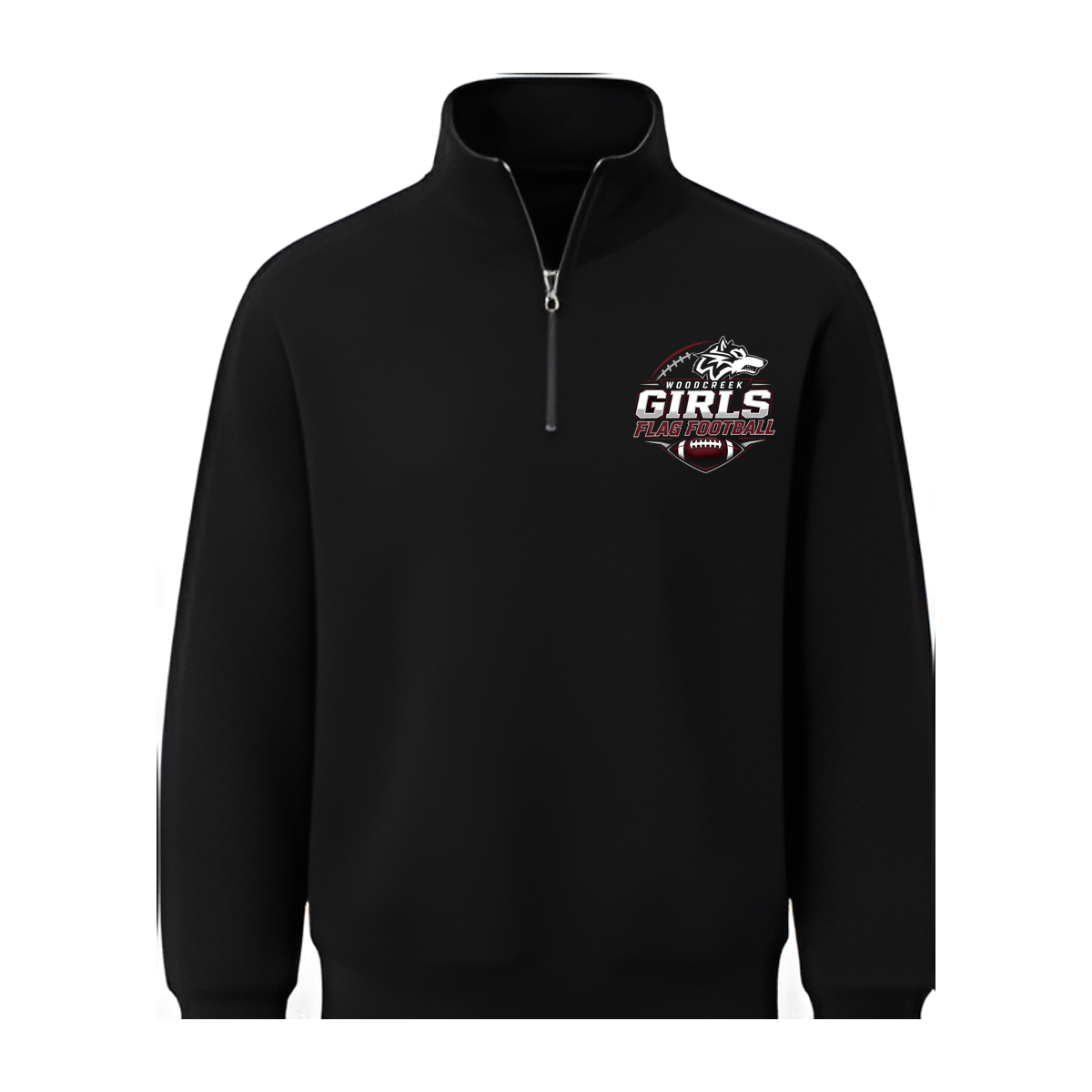 Woodcreek Girls Flag Football Quarter Zip — Black