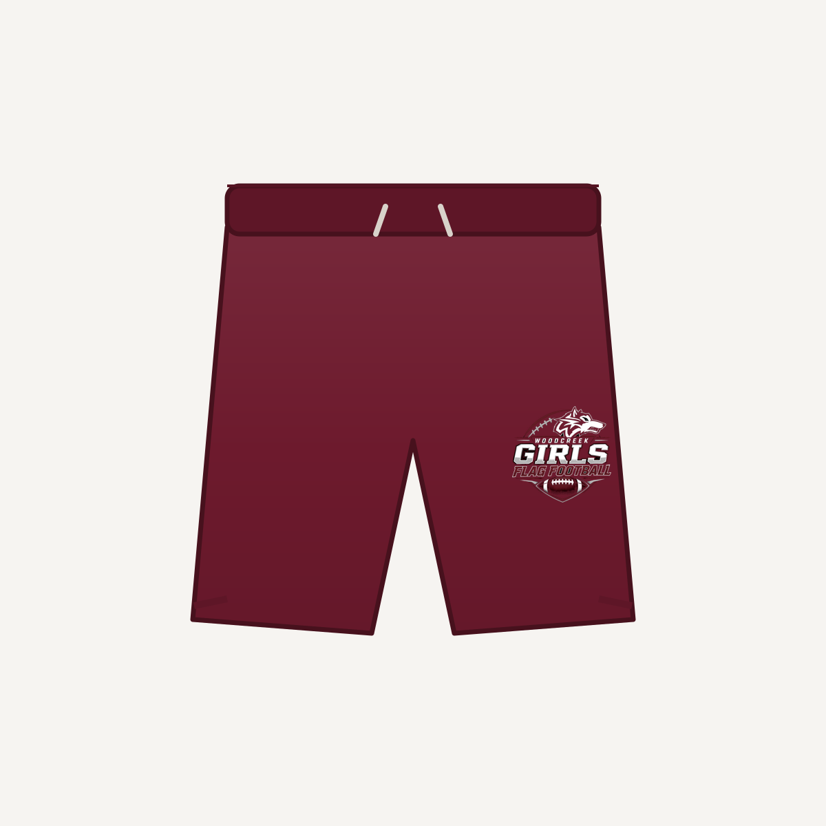 Woodcreek Girls Flag Football Performance Mesh Short 7" — Maroon
