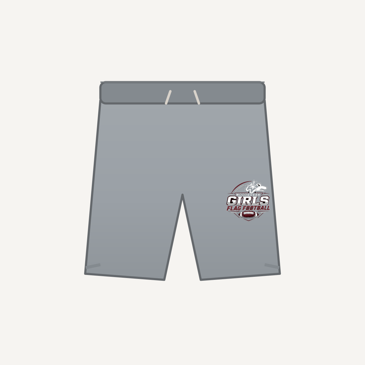 Woodcreek Girls Flag Football Youth Performance Mesh Short 6" — Gray