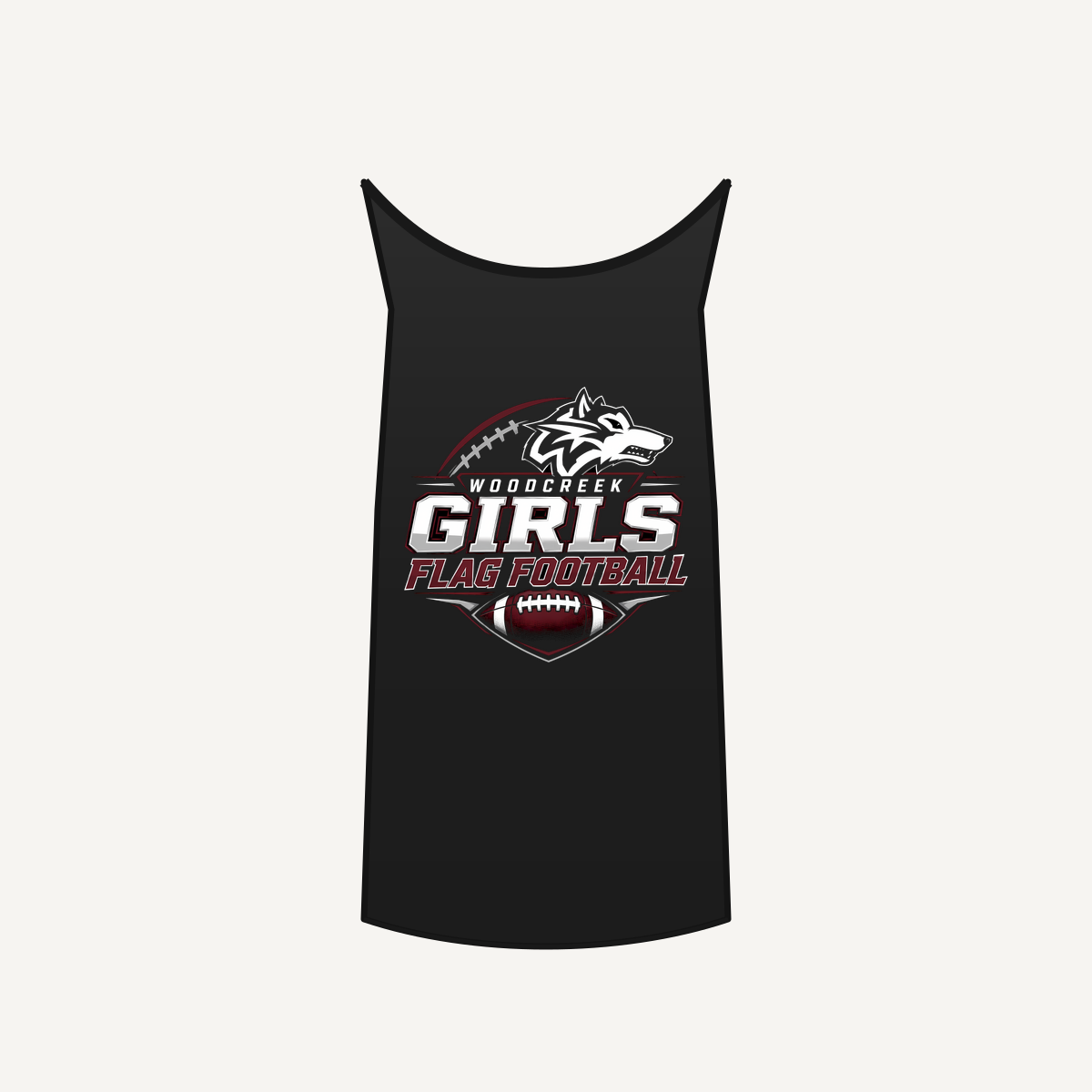 Woodcreek Girls Flag Football Unisex Heavy Cotton Tank — Black
