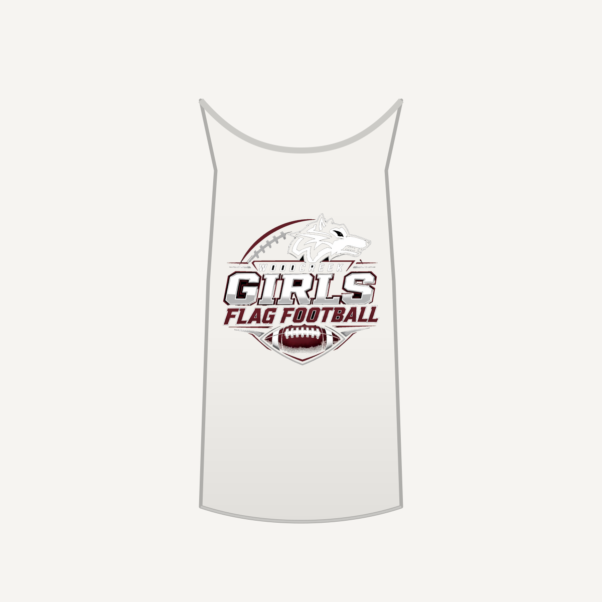 Woodcreek Girls Flag Football Unisex Heavy Cotton Tank — White