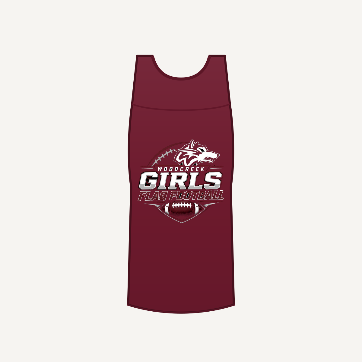 Woodcreek Girls Flag Football Women's Racerback Tank — Maroon