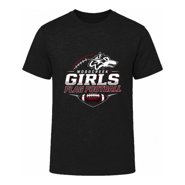 Woodcreek Girls Flag Football Value Tee — Black