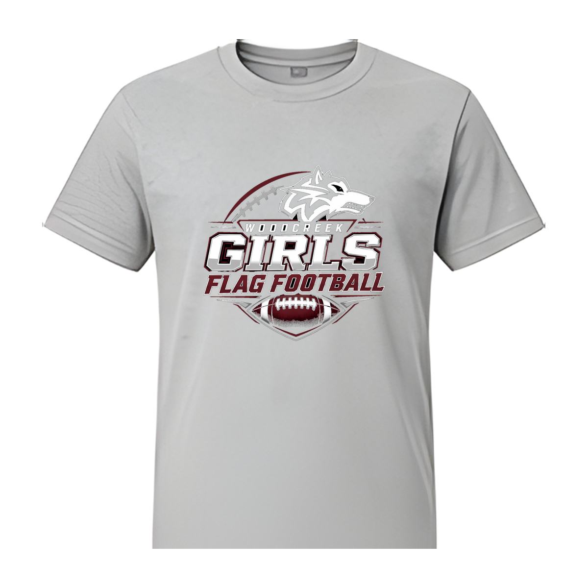 Woodcreek Girls Flag Football Value Tee — Gray