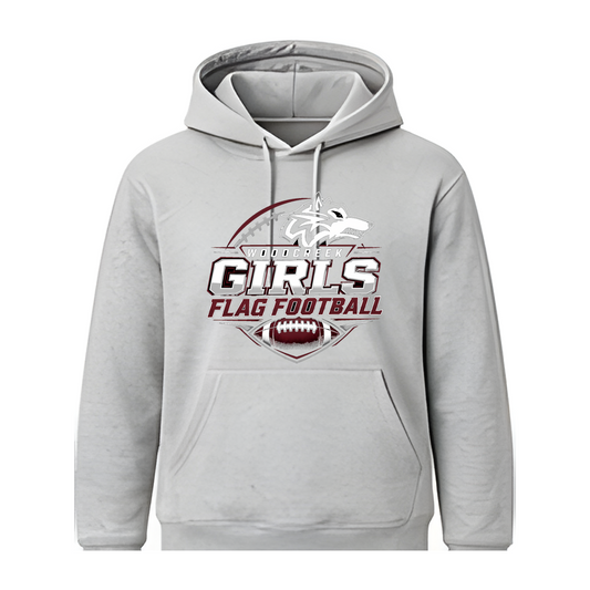 Woodcreek Girls Flag Football Youth Hoodie — Gray