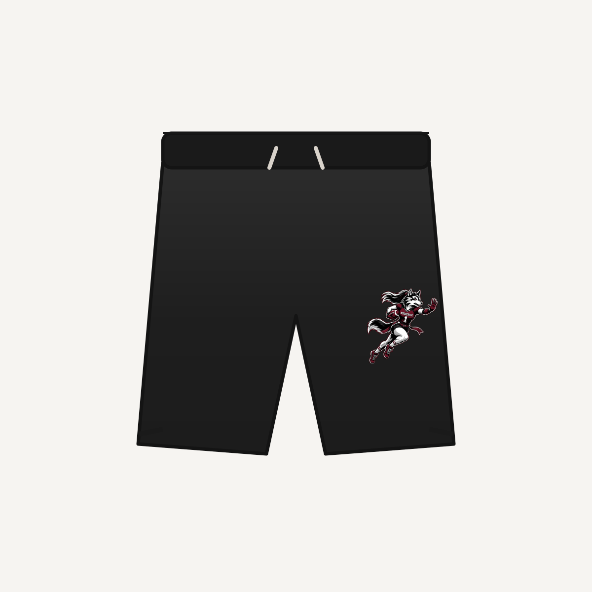 Woodcreek Girls Flag Football Stiff Arm Cotton Gym Short — Black