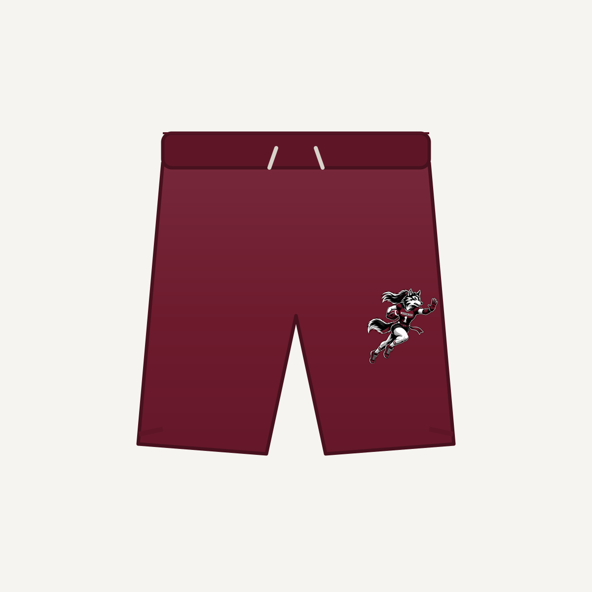 Woodcreek Girls Flag Football Stiff Arm Youth Performance Mesh Short 6" — Maroon