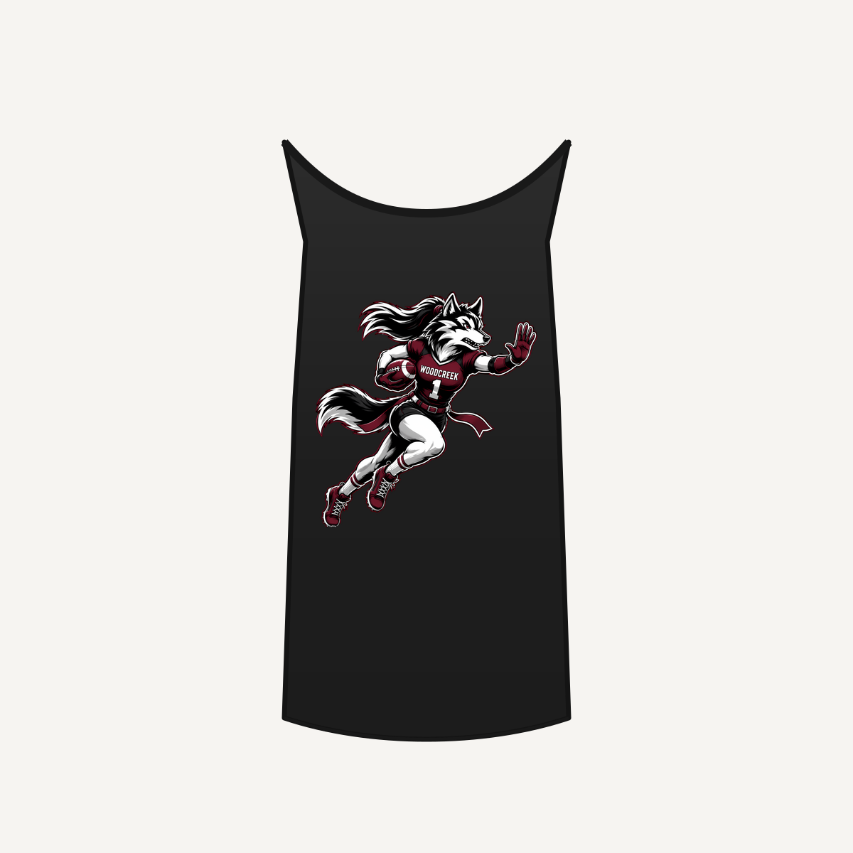 Woodcreek Girls Flag Football Stiff Arm Unisex Heavy Cotton Tank — Black