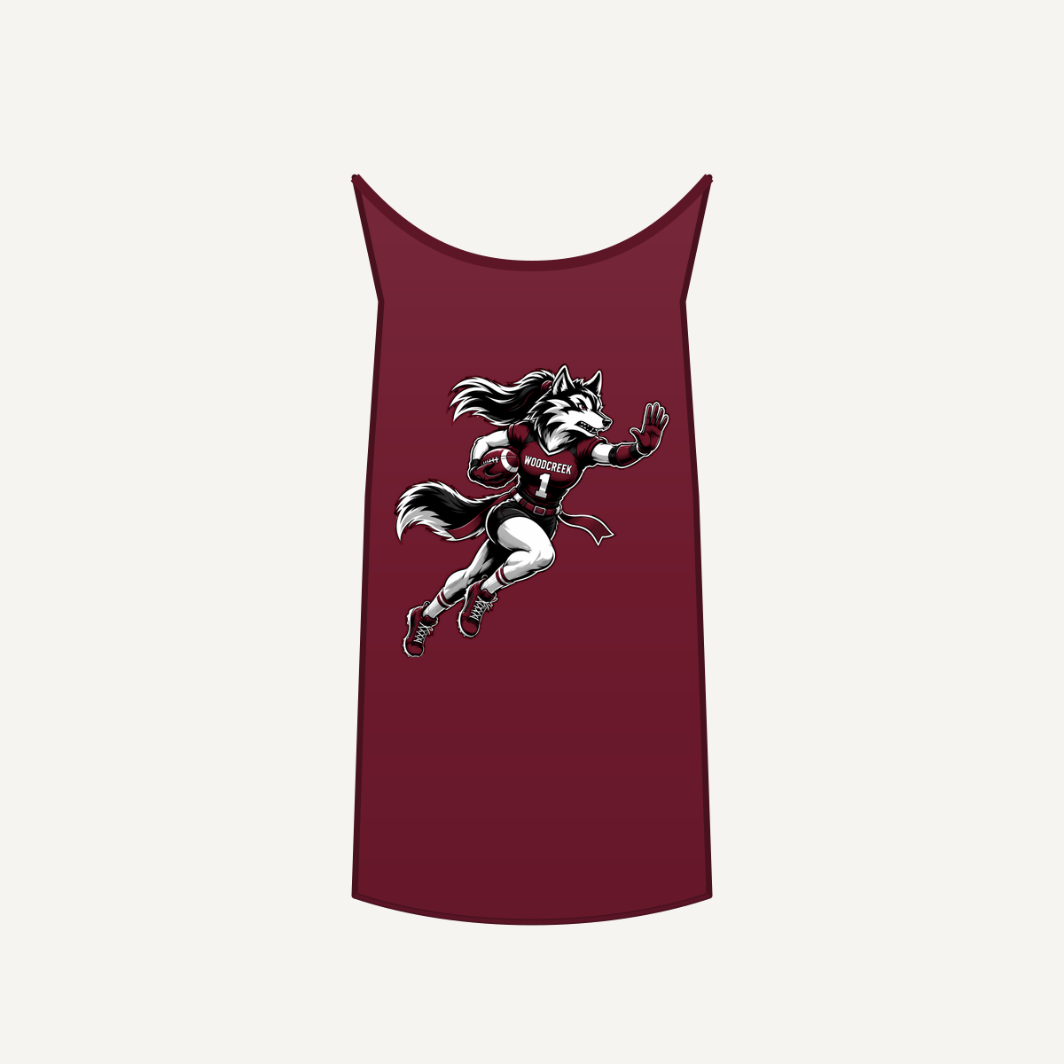Woodcreek Girls Flag Football Stiff Arm Unisex Heavy Cotton Tank — Maroon