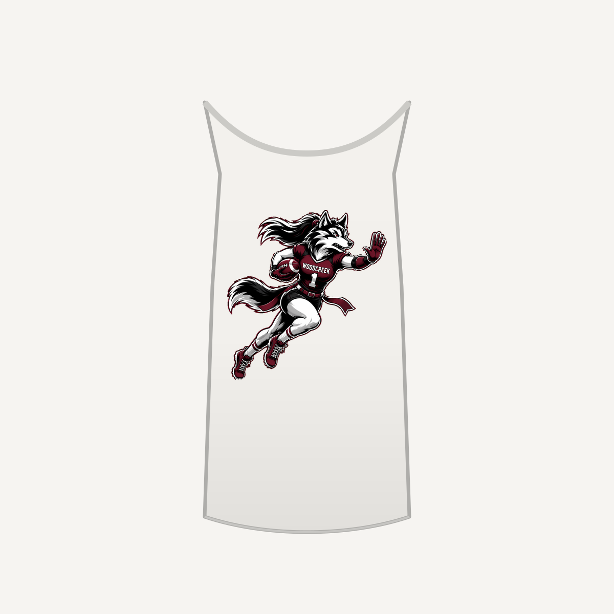 Woodcreek Girls Flag Football Stiff Arm Unisex Heavy Cotton Tank — White