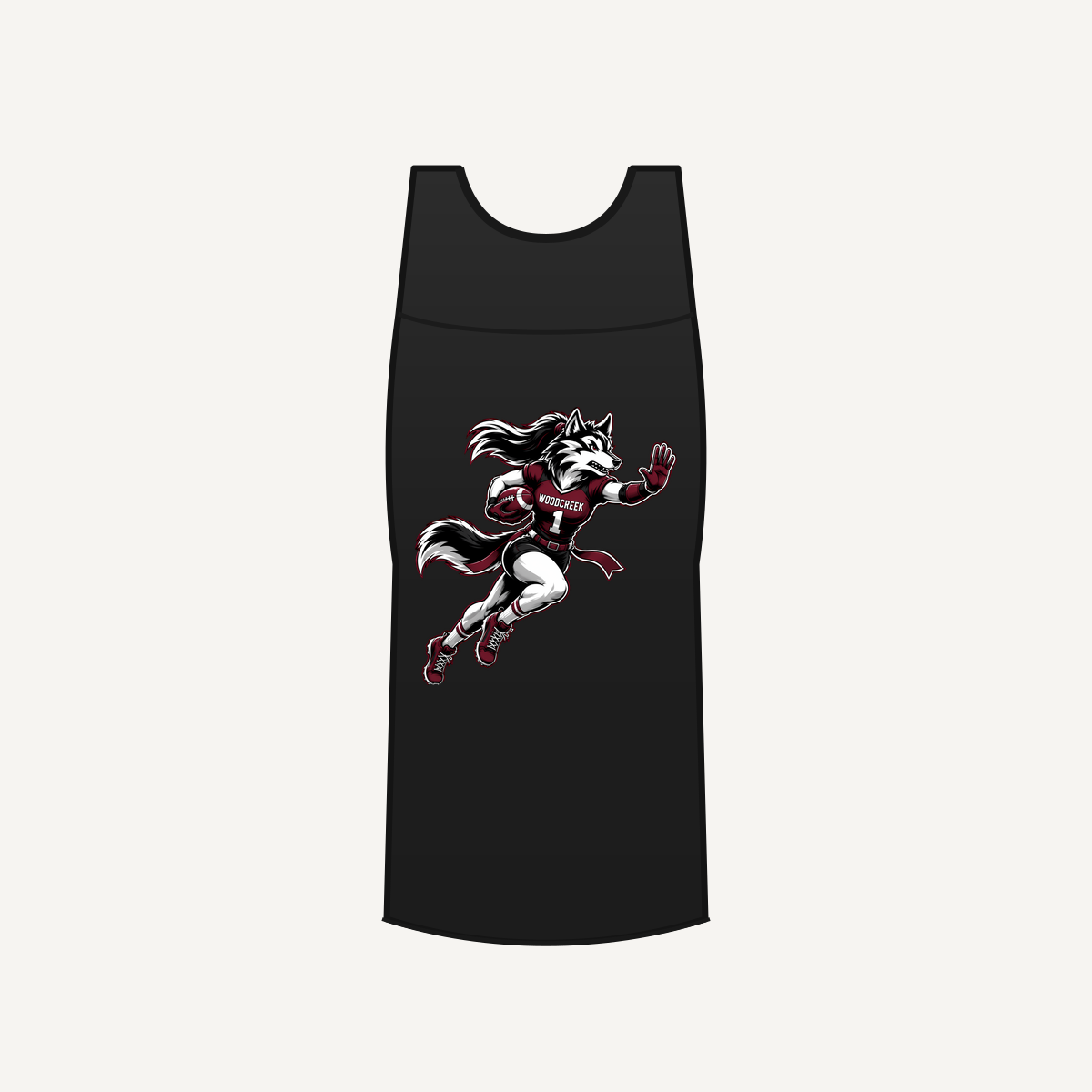 Woodcreek Girls Flag Football Stiff Arm Women's Racerback Tank — Black