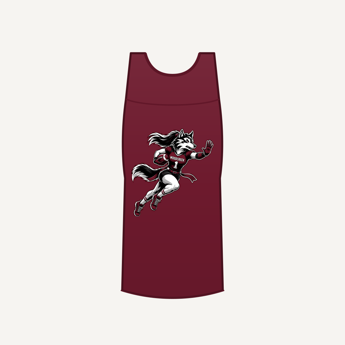 Woodcreek Girls Flag Football Stiff Arm Women's Racerback Tank — Maroon