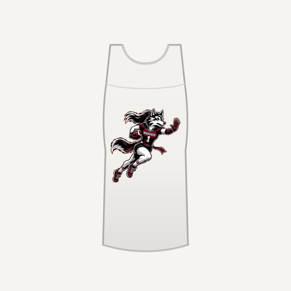 Woodcreek Girls Flag Football Stiff Arm Women's Racerback Tank — White
