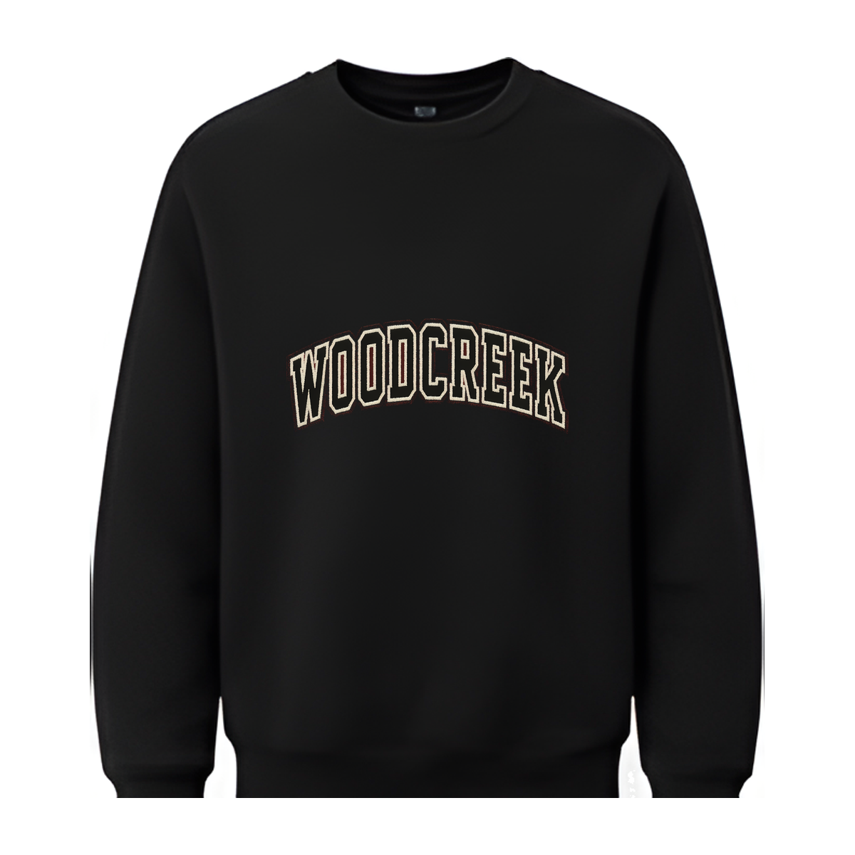 Woodcreek Girls Basketball College Letter Fleece Crewneck — Black