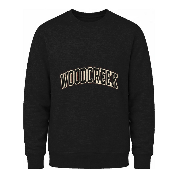Woodcreek Girls Basketball College Letter Fleece Crewneck — Black