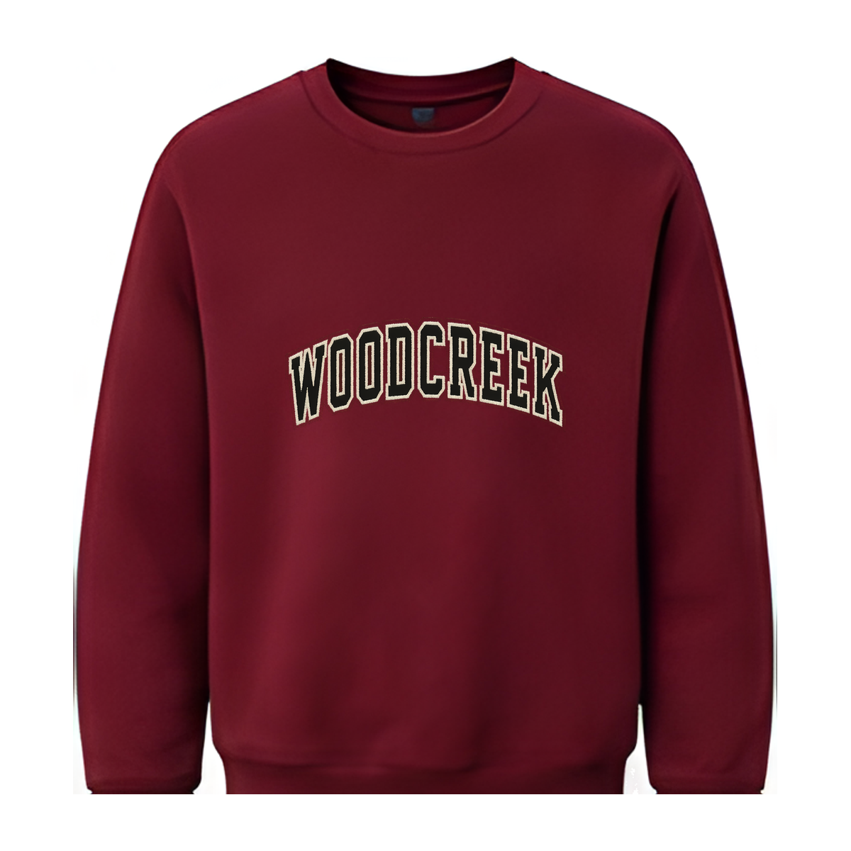 Woodcreek Girls Basketball College Letter Fleece Crewneck — Maroon