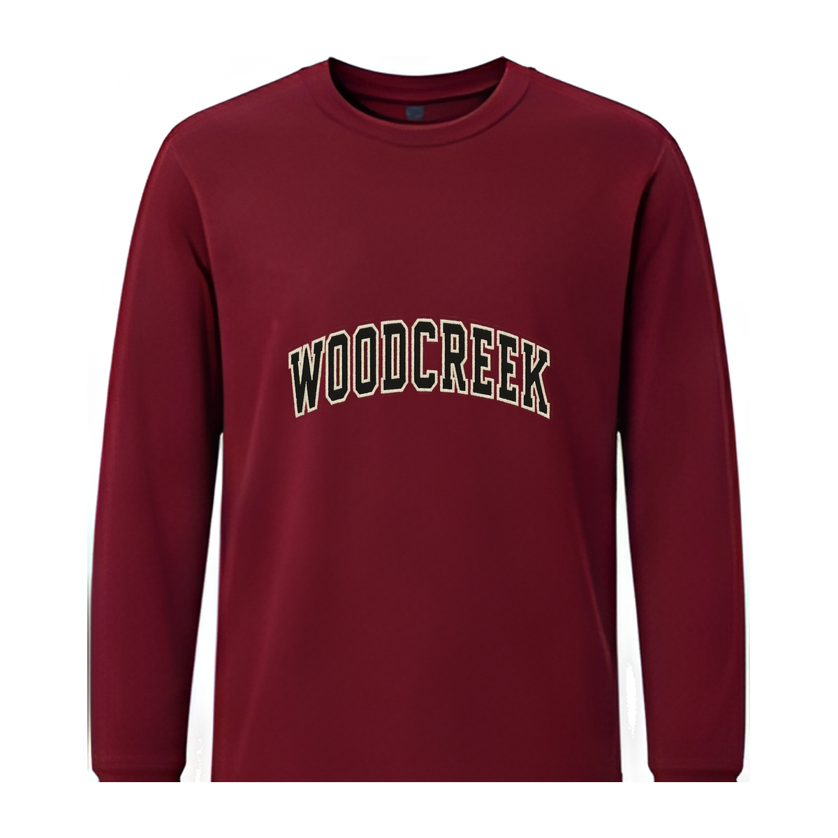 Woodcreek Girls Basketball College Letter Long Sleeve Tee — Maroon