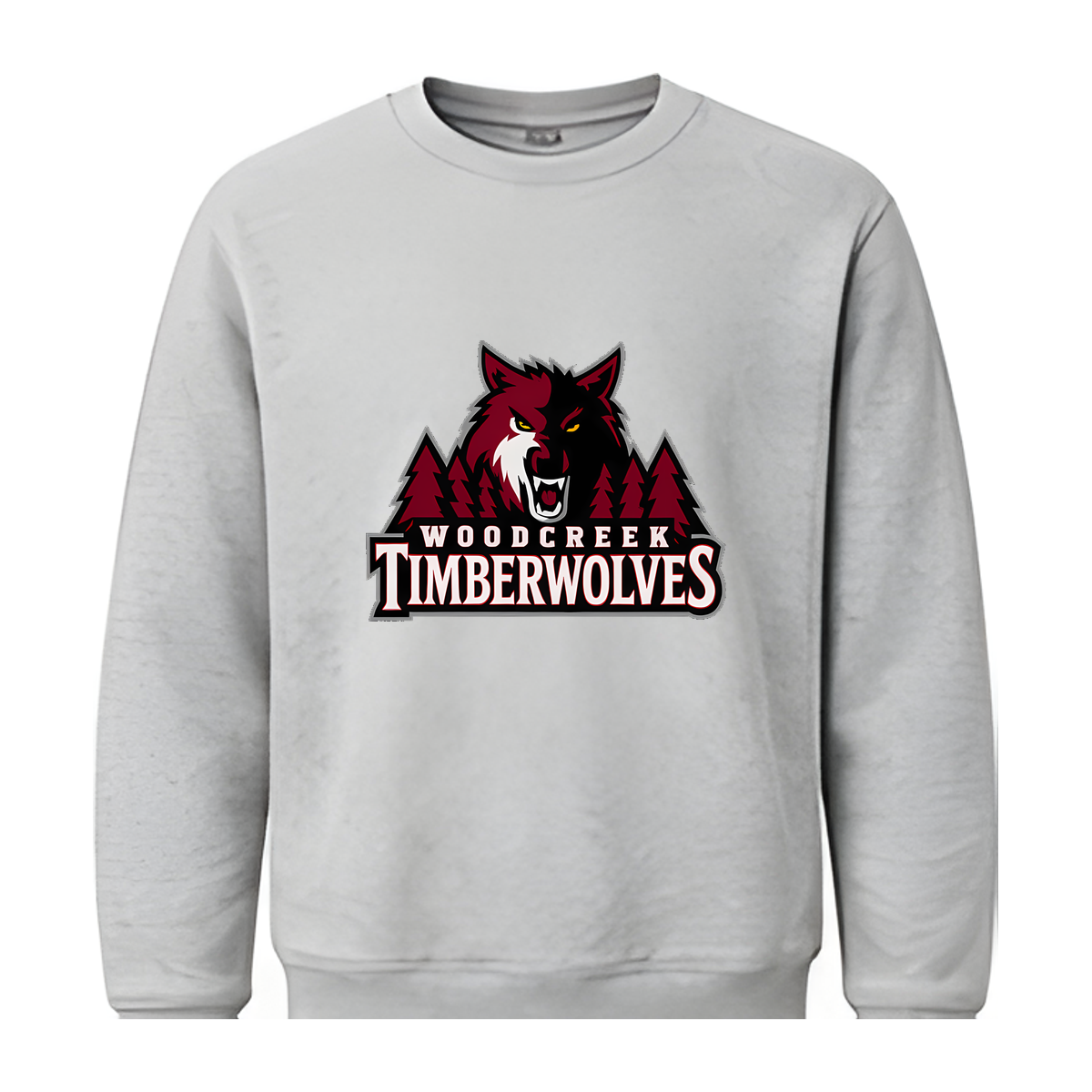 Woodcreek Girls Basketball Timberwolves Fleece Crewneck — Gray