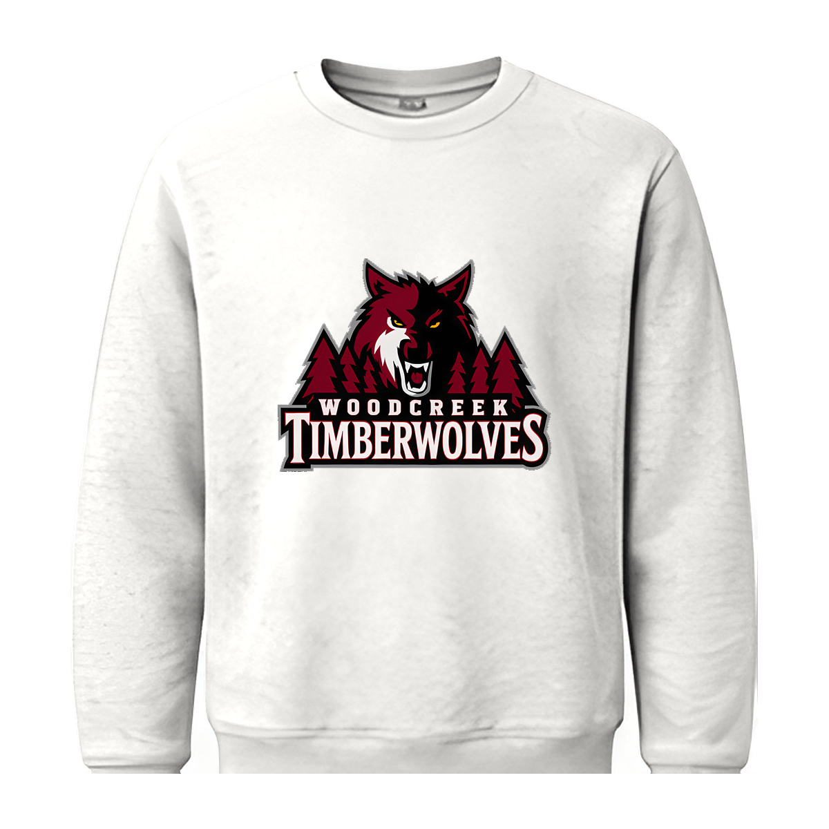 Woodcreek Girls Basketball Timberwolves Fleece Crewneck — White