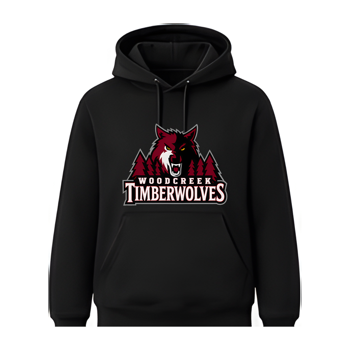 Woodcreek Girls Basketball Timberwolves Fleece Hoodie — Black