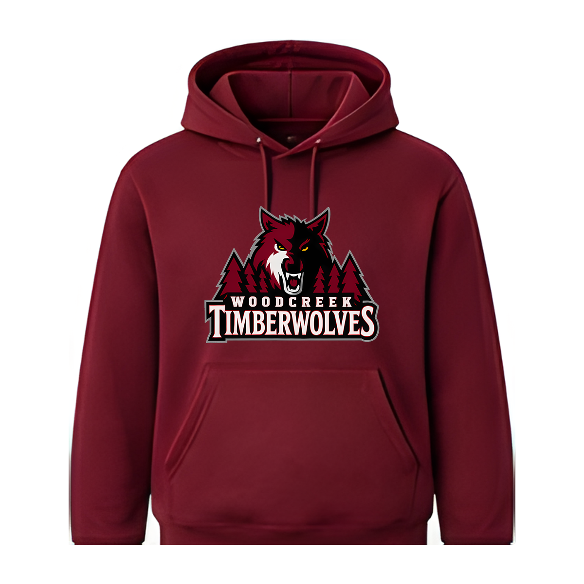 Woodcreek Girls Basketball Timberwolves Fleece Hoodie — Maroon