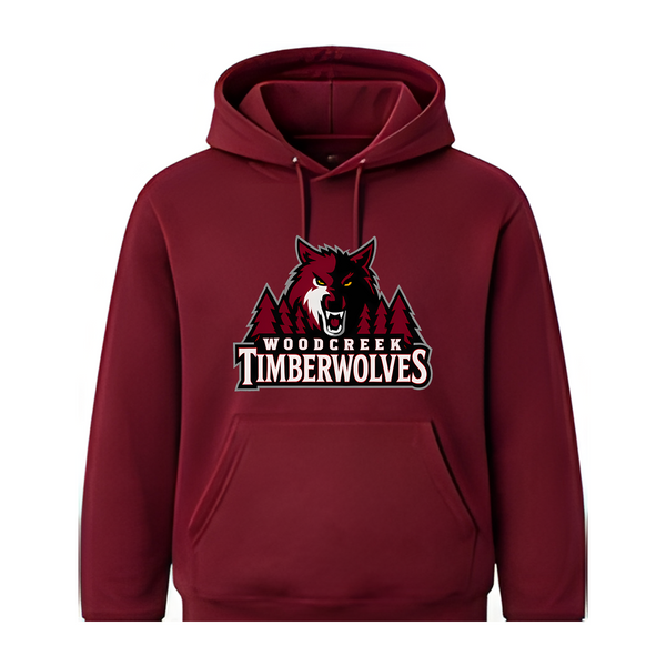 Woodcreek Girls Basketball Timberwolves Fleece Hoodie — Maroon