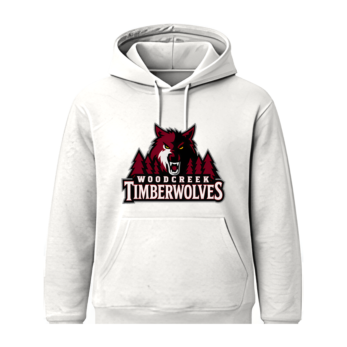 Woodcreek Girls Basketball Timberwolves Fleece Hoodie — White