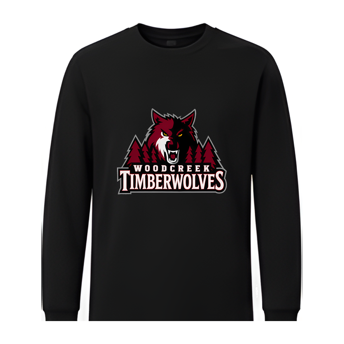 Woodcreek Girls Basketball Timberwolves Long Sleeve Tee — Black