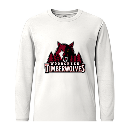 Woodcreek Girls Basketball Timberwolves Long Sleeve Tee — White